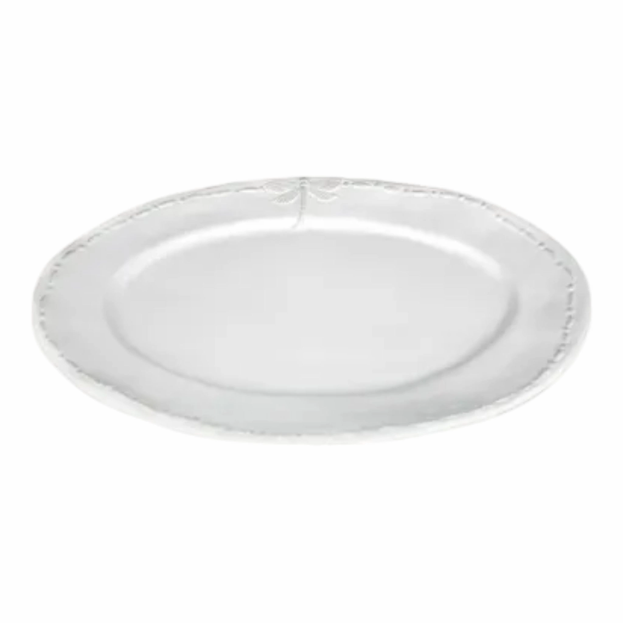 Dragonfly Stoneware White Oval Platter Large