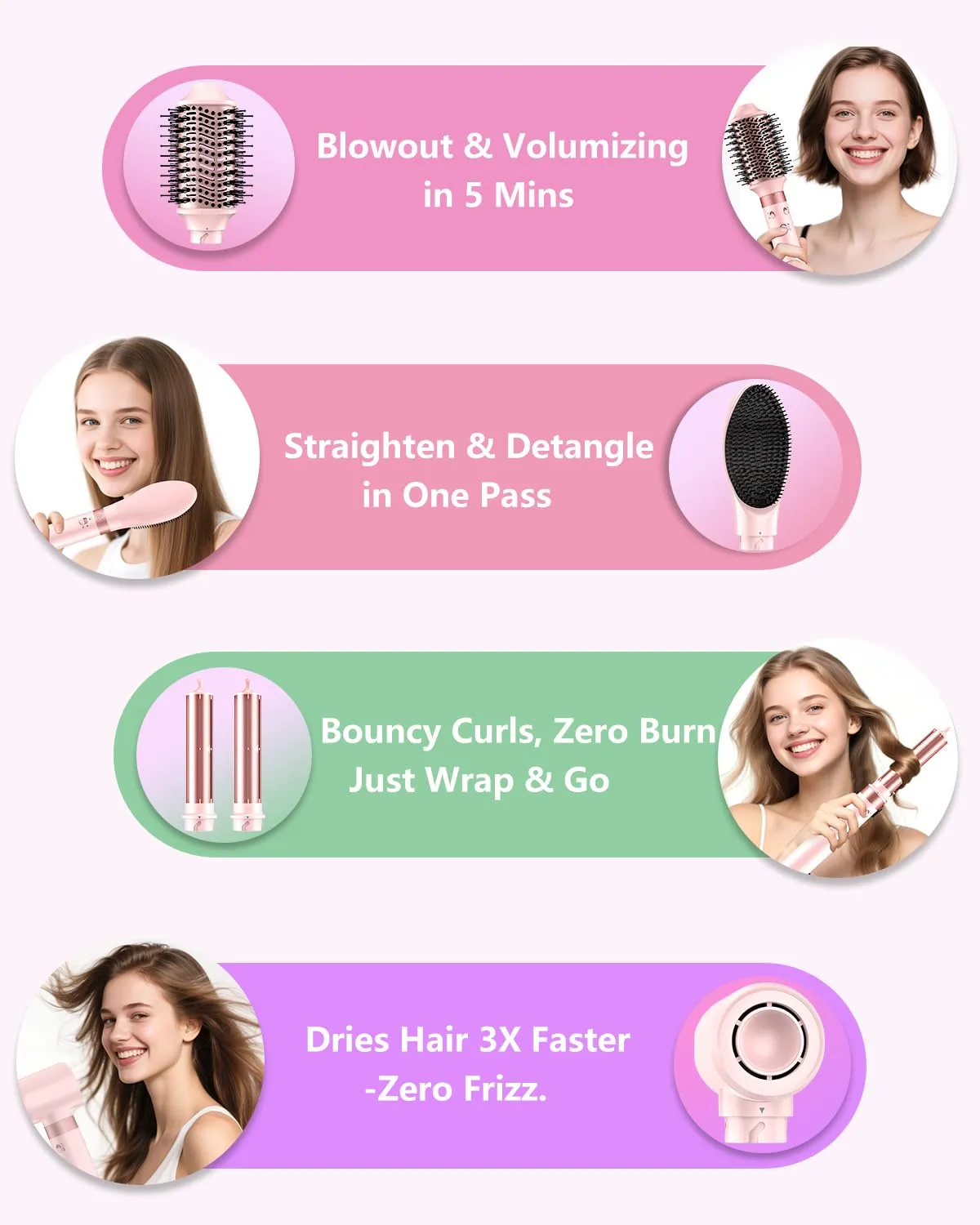 Dual Voltage 5 in 1 Hair Air Styler - Air Wrap Curler with High-Speed Hair Dryer, Straightening & Blow Dryer Brush for Multiple Styling, No Heat Damage Multi-Styler with Travel Case Global Edition