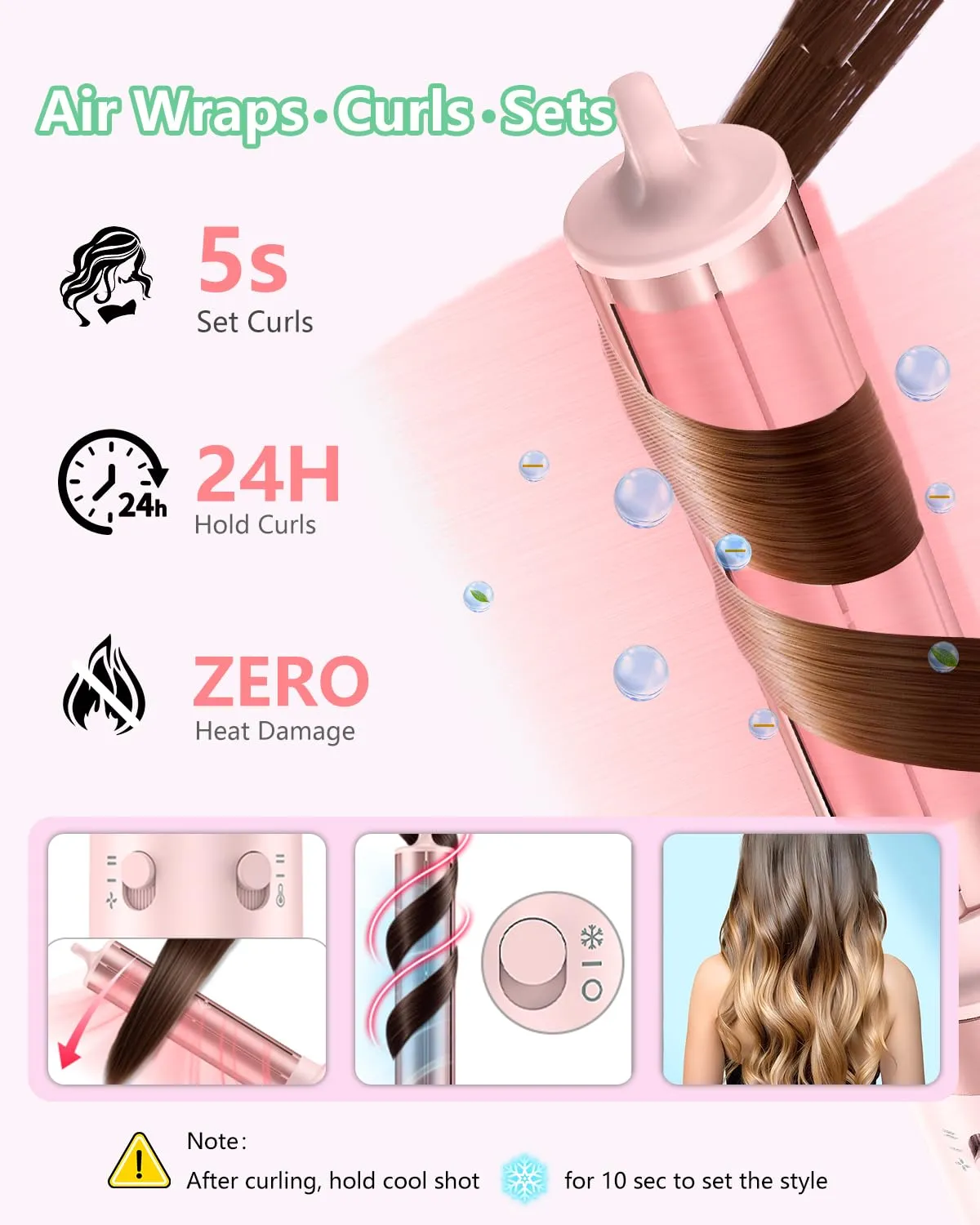Dual Voltage 5 in 1 Hair Air Styler - Air Wrap Curler with High-Speed Hair Dryer, Straightening & Blow Dryer Brush for Multiple Styling, No Heat Damage Multi-Styler with Travel Case Global Edition