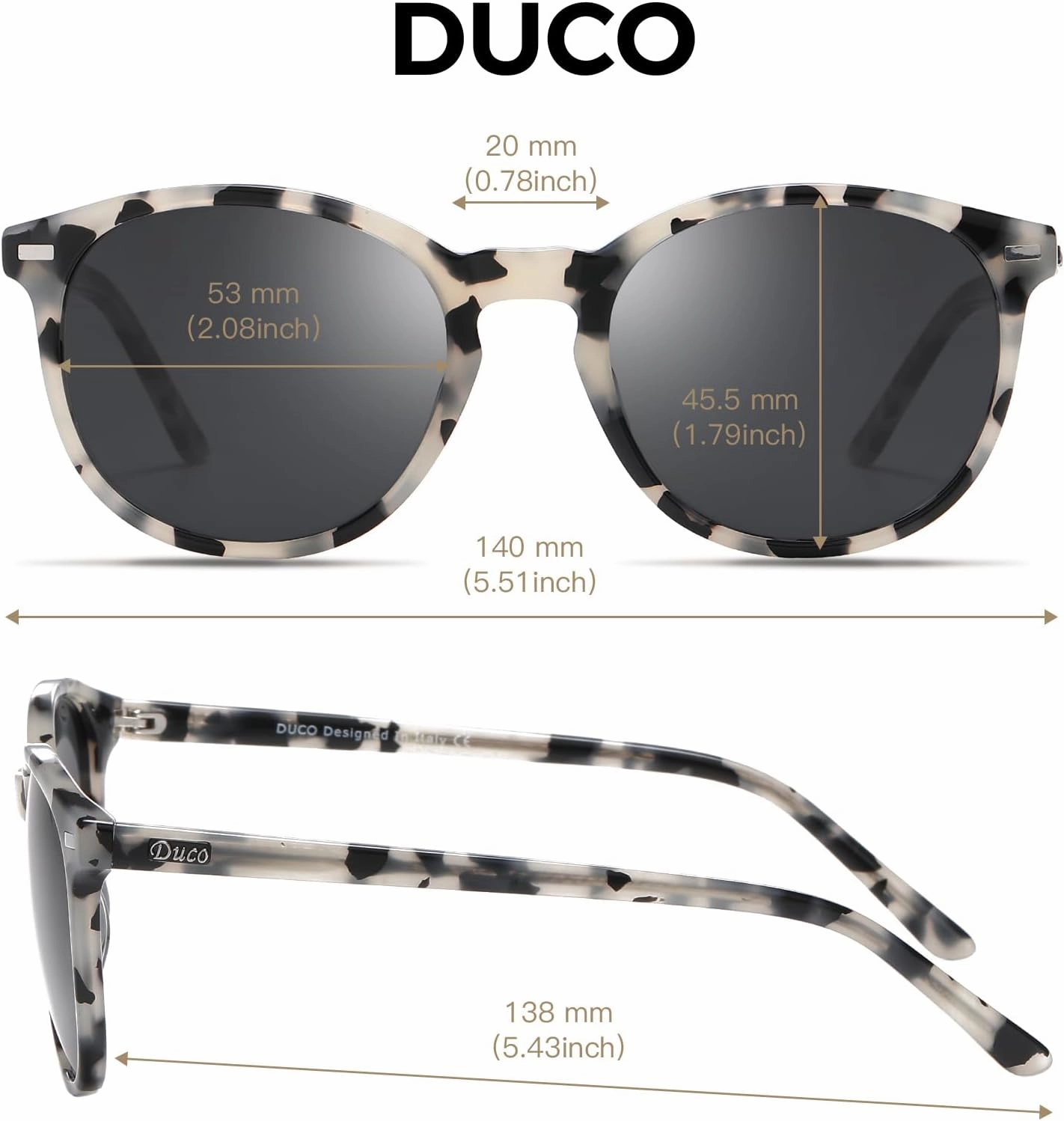 DUCO Polarized Sunglasses for Women Retro Round Women's Sunglasses Classic Vintage UV400 Shades DC1230