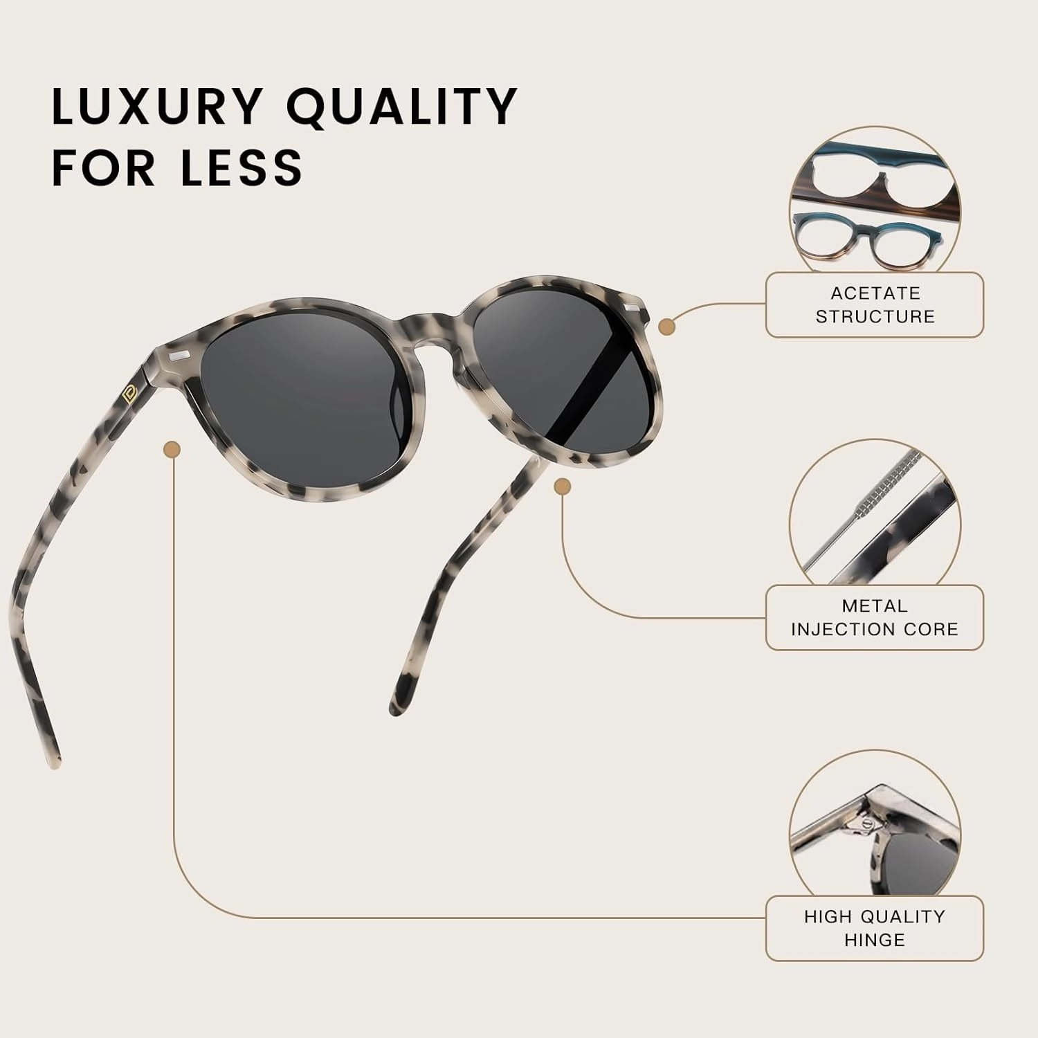 DUCO Polarized Sunglasses for Women Retro Round Women's Sunglasses Classic Vintage UV400 Shades DC1230
