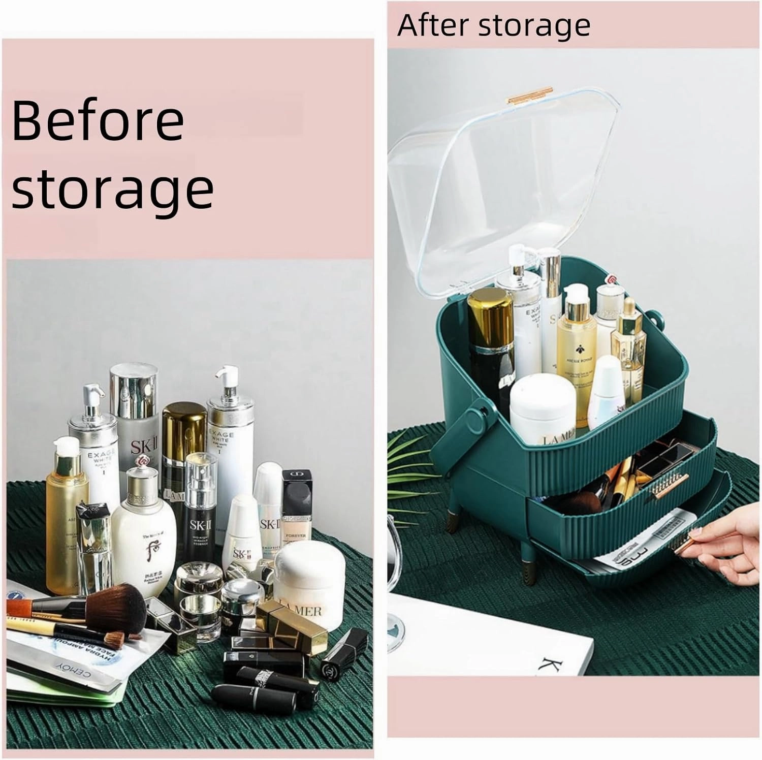 Egg Makeup Organizer, Egg Shape(Oval) Makeup Storage Box Countertop Portable Vanity Cosmetics Organizer