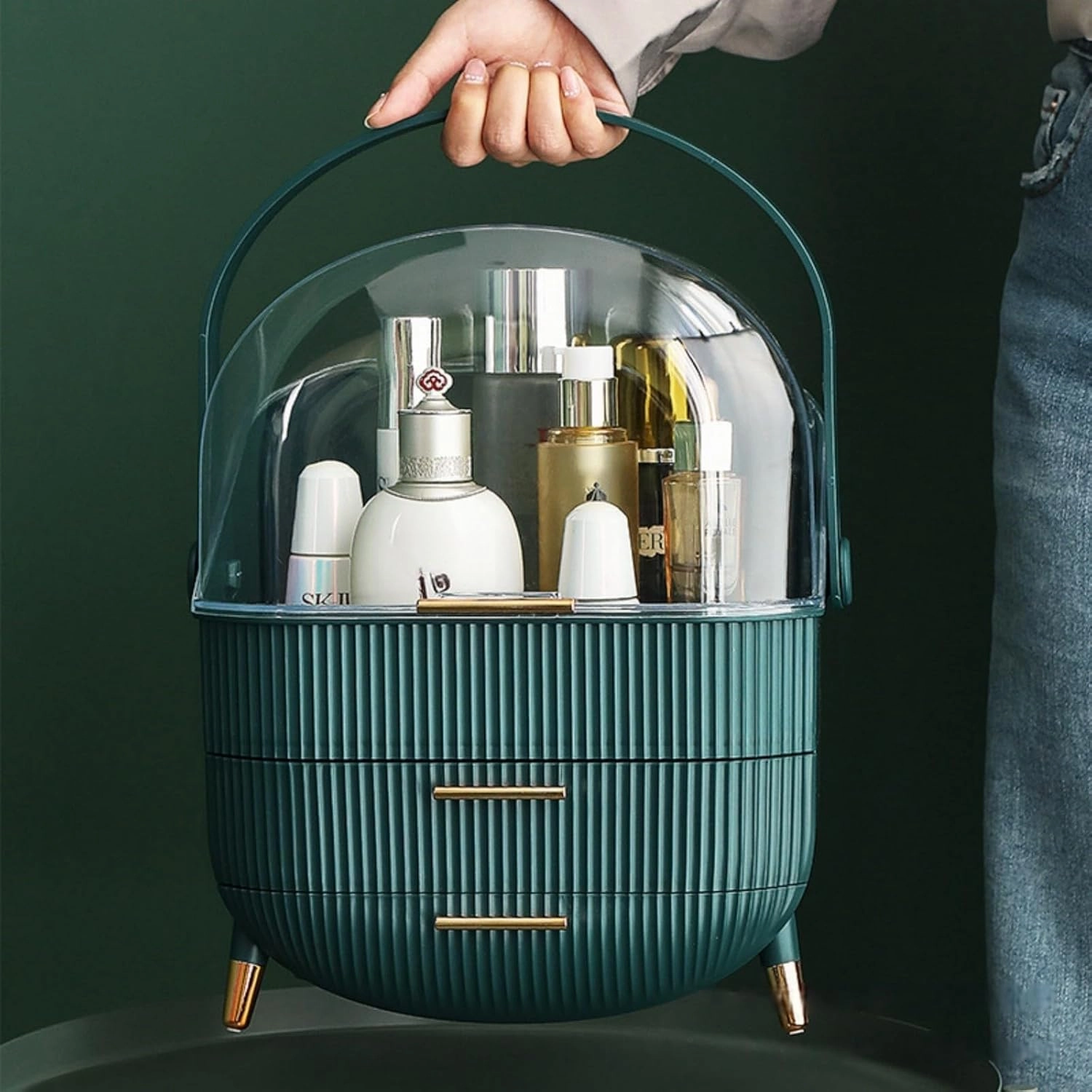 Egg Makeup Organizer, Egg Shape(Oval) Makeup Storage Box Countertop Portable Vanity Cosmetics Organizer