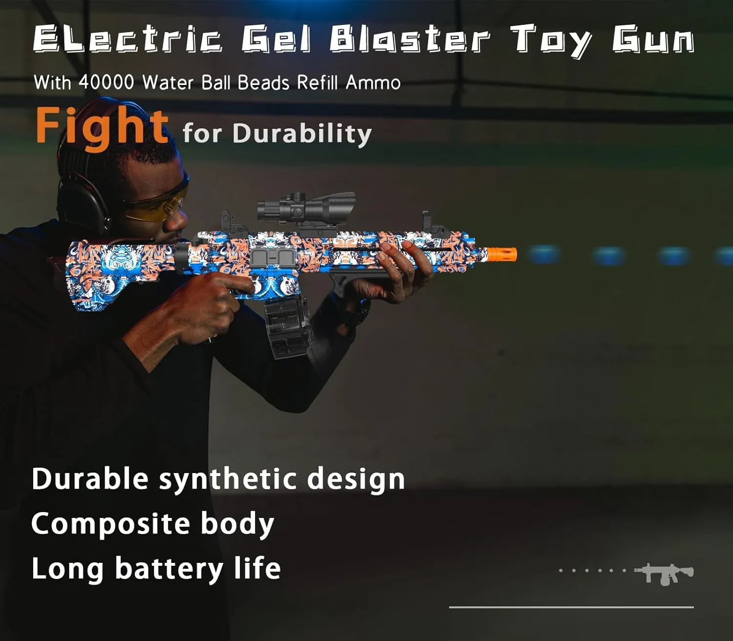 Electric Gel Ball Blaster, High Speed Automatic Splatter Ball Blaster with 40000  and Goggles, Rechargeable Splatter Ball Toys for Outdoor Activities Shooting Game Party Favor-Blue Pink