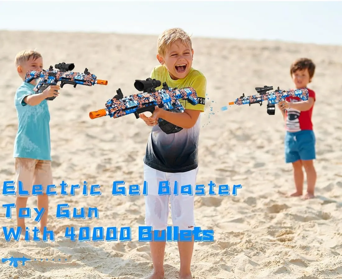 Electric Gel Ball Blaster, High Speed Automatic Splatter Ball Blaster with 40000  and Goggles, Rechargeable Splatter Ball Toys for Outdoor Activities Shooting Game Party Favor-Blue Pink