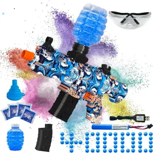 Electric Gel Ball Blaster, High Speed Automatic Splatter Ball Blaster with 40000  and Goggles, Rechargeable Splatter Ball Toys for Outdoor Activities Shooting Game Party Favors-Blue Pink mn