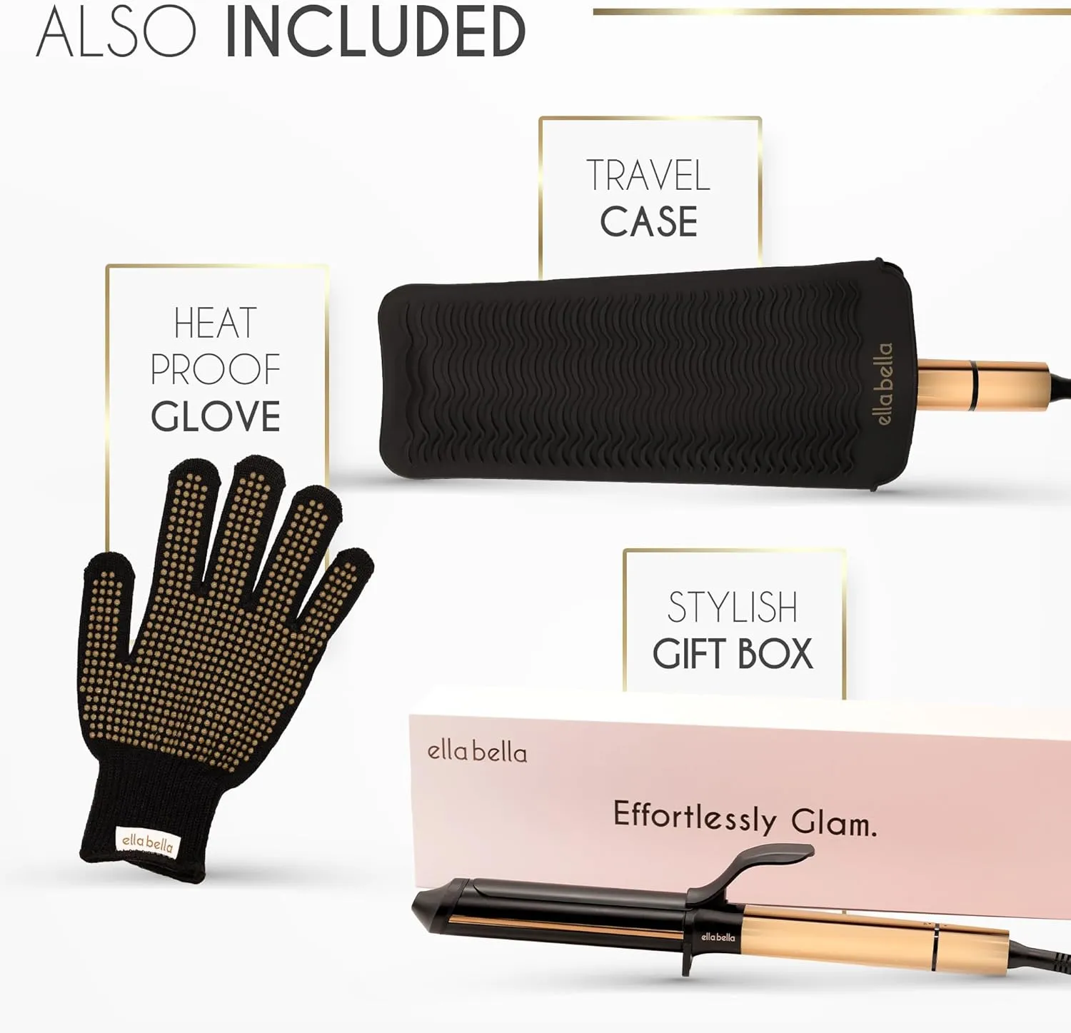 ELLA BELLA® Curling Iron 1 Inch • Professional Hair Curler • Curling Wand • Ceramic Curling Irons • Transform Your Look in Seconds • Suitable for All Hair Types • Say Goodbye to Heat Damage