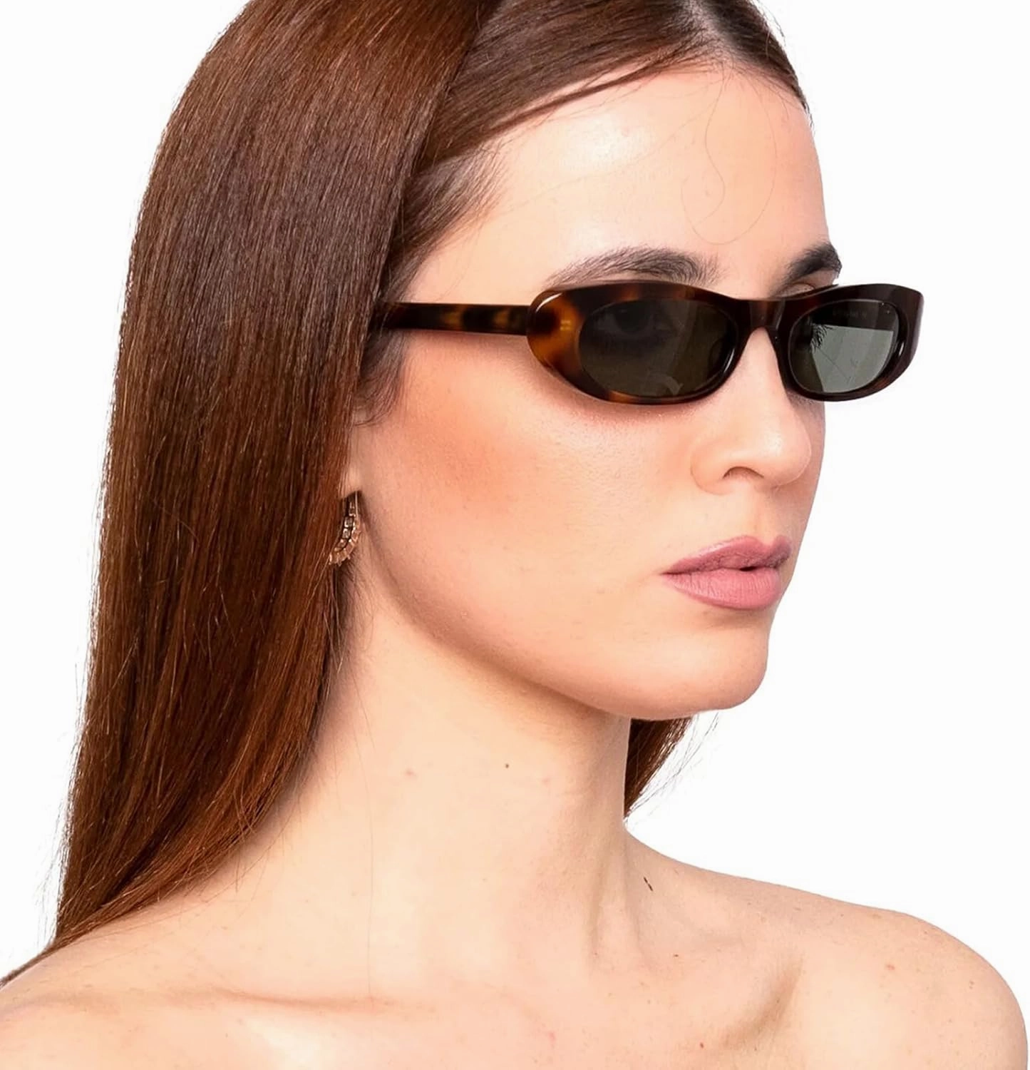 Elongated Narrow Cat Eye Sunglasses for Women 90s Retro Womens Oval Sunglasses Fashion Small Black Shades