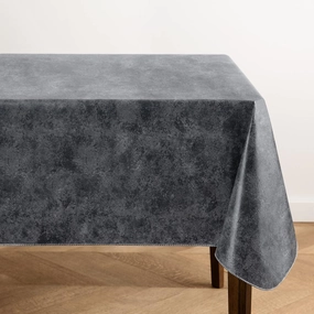 Elrene Home Fashions Mesa Marble Water- and Stain-Resistant Vinyl Tablecloth with Flannel Backing, 60 Inches X 120 Inches, Rectangle, Black
