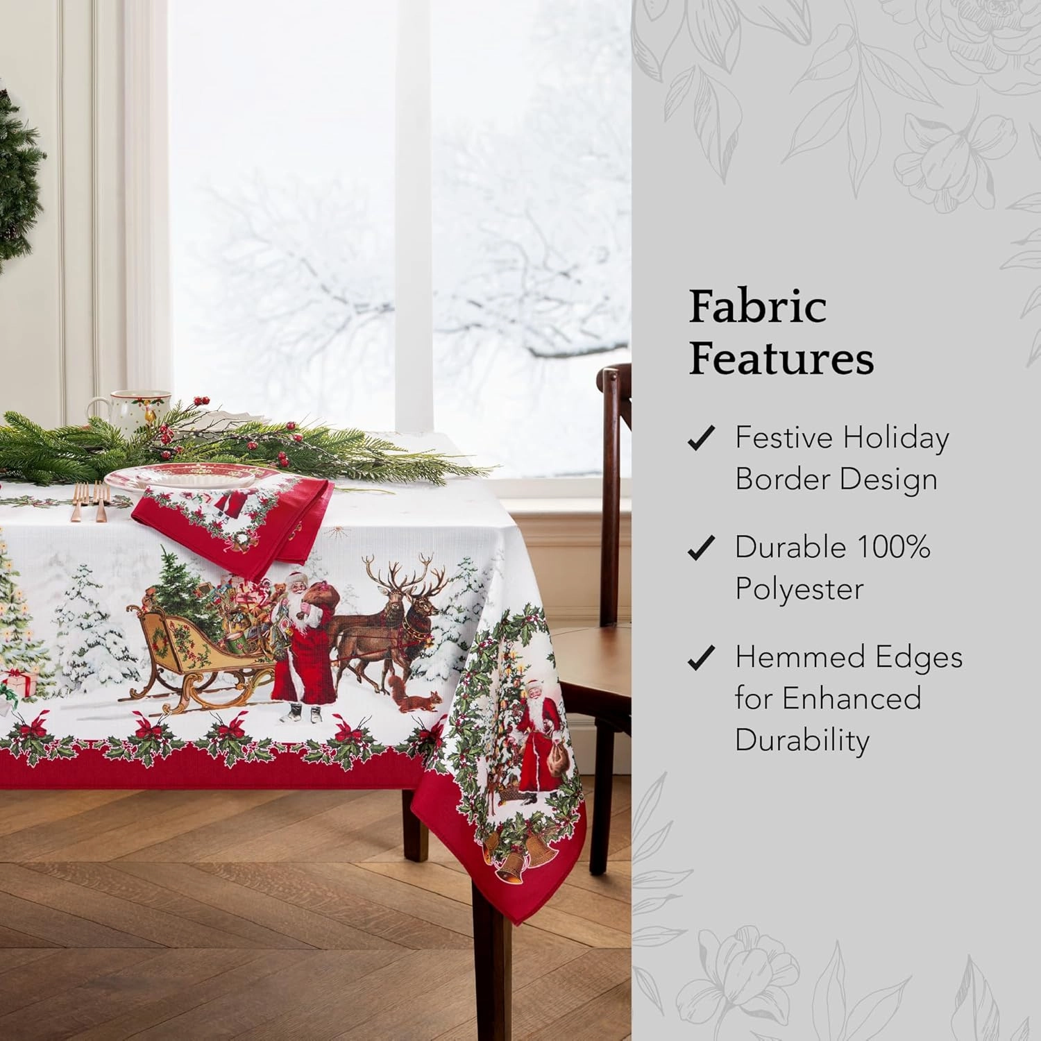 Elrene Home Fashions Villeroy & Boch Toy's Fantasy Holiday/Christmas Engineered Fabric Wrinkle Resistant Tablecloth, 60"x84" Rectangle, Multi