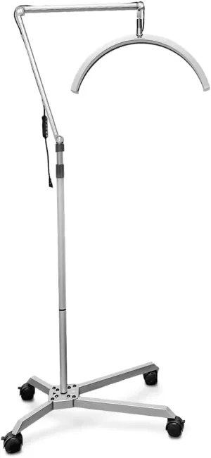 Existing Beauty Lash Light for Eyelash Tech with Wheels - LED Half Moon Lamp - Adjustable Brightness, Warm to Cool Light - Esthetician Lamp for Lash Techs and Makeup Studios - Easy Setup