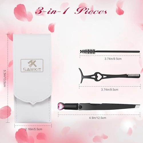 Eyelash Applicator Tool – 3-in-1 Lash Applicator Tool Set with Eyelash Extension Tweezers, Brush – Professional Eye Lash Applicator Tools for DIY Eyelash Extensions, Cluster Lashes