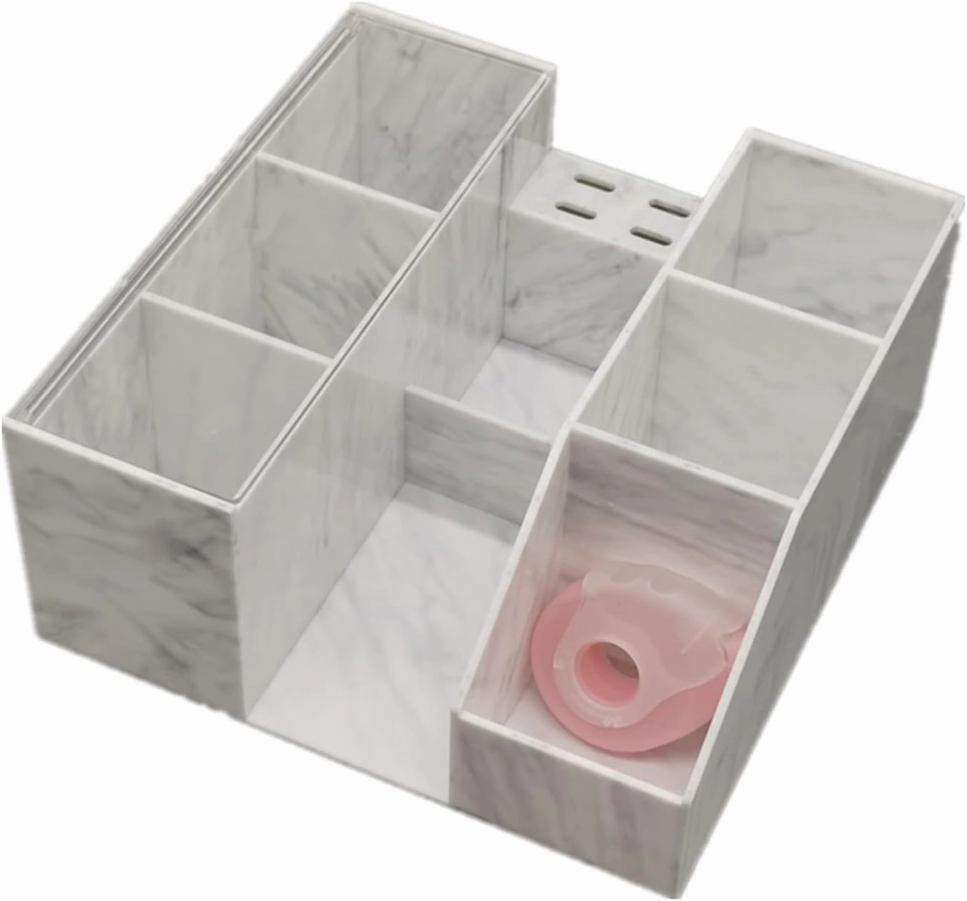 Eyelash Beauty Organizer, Acrylic Eyelash Grafting Tool Storage Beauty Tool W/Tweezers Holder Display Boxes for Home Eyelash Salon (Marble White)