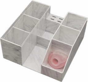 Eyelash Beauty Organizer, Acrylic Eyelash Grafting Tool Storage Beauty Tool W/Tweezers Holder Display Boxes for Home Eyelash Salon (Marble White)