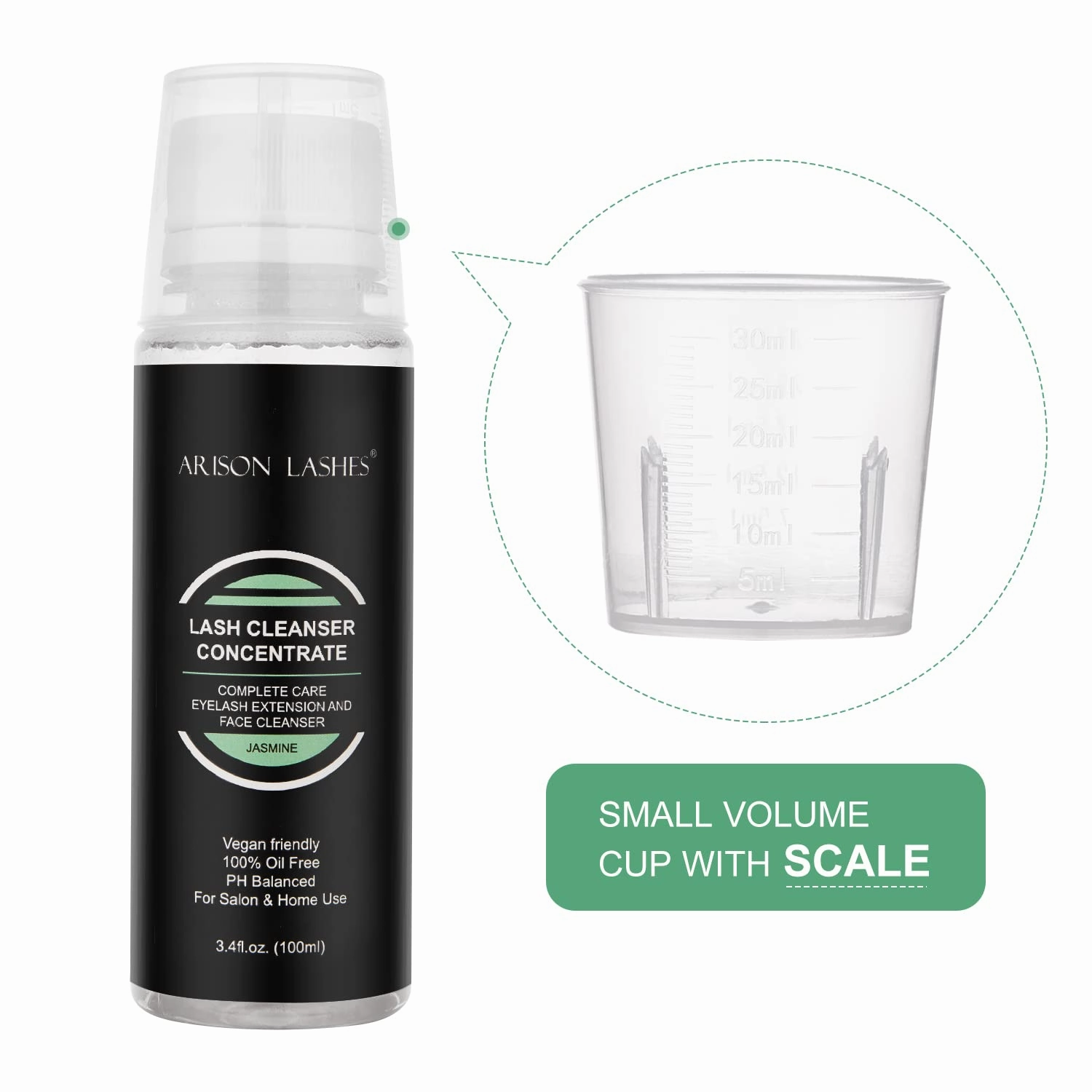 Eyelash Cleanser Concentrate 100ml Professional Lash Extensions Shampoo Natural Foaming Cleanser for Extensions Lashes with Salon Home Care-Makes 20 Bottles 60ml Eyelash Shampoo(jasmine)