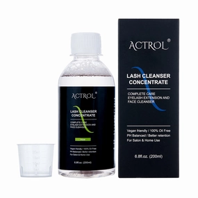 Eyelash Cleanser Concentrate 200ml Aloe Professional Lash Shampoo Foaming Cleanser Lash Wash Concentrate for Extensions Lashes with Salon Home Care-Makes 40 Bottles