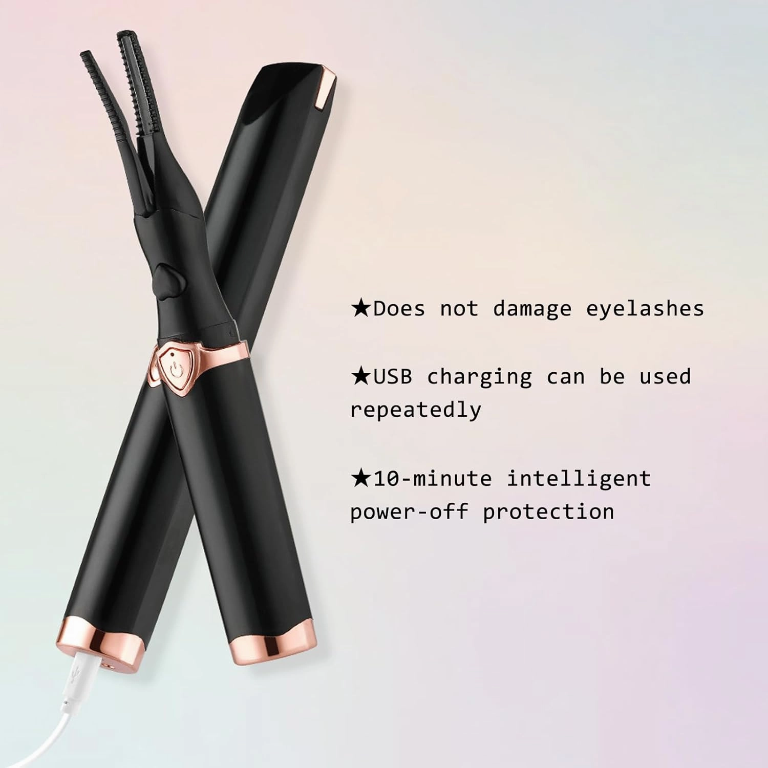 Eyelash Curler, Electric, Mini USB Rechargeable, Portable, Black, White