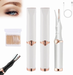 Eyelash Curler, Electric, Mini USB Rechargeable, Portable, Black, White