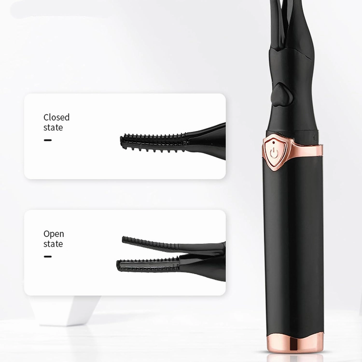 Eyelash Curler, Electric, Mini USB Rechargeable, Portable, Black, White