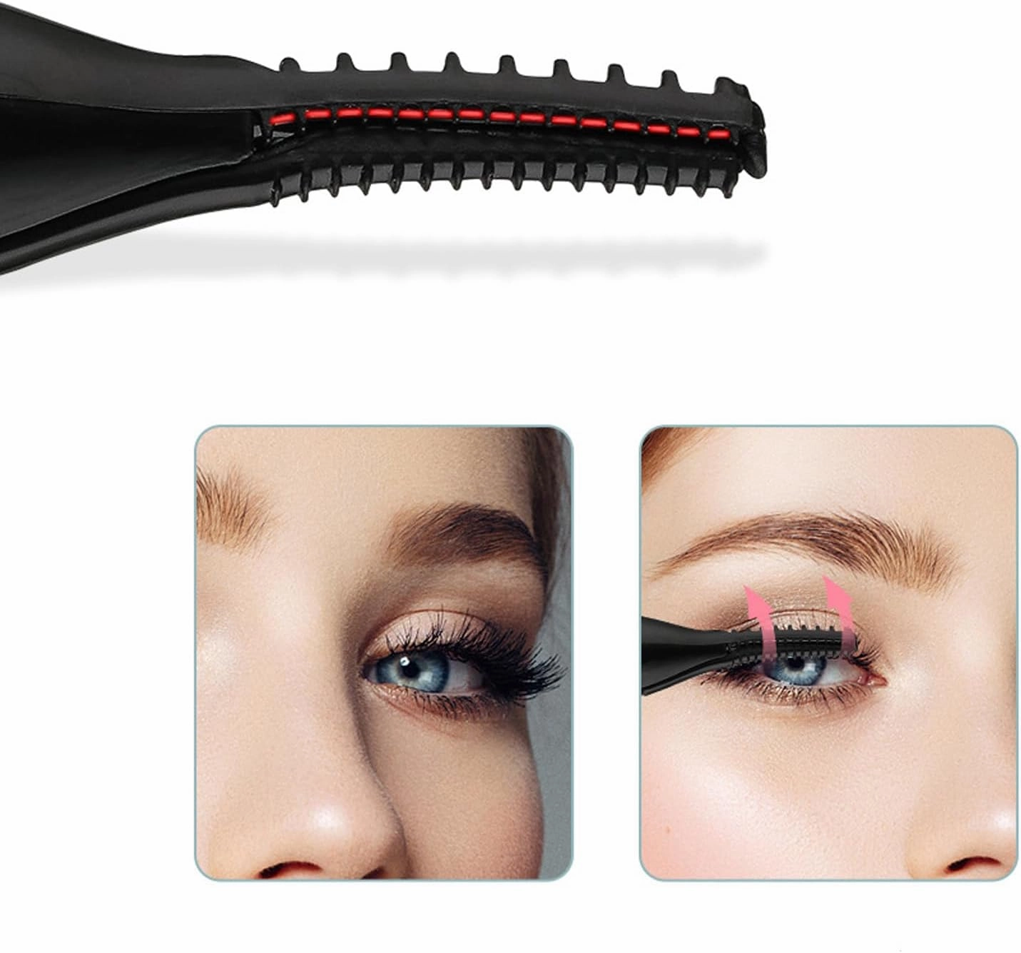Eyelash Curler, Electric, Mini USB Rechargeable, Portable, Black, White