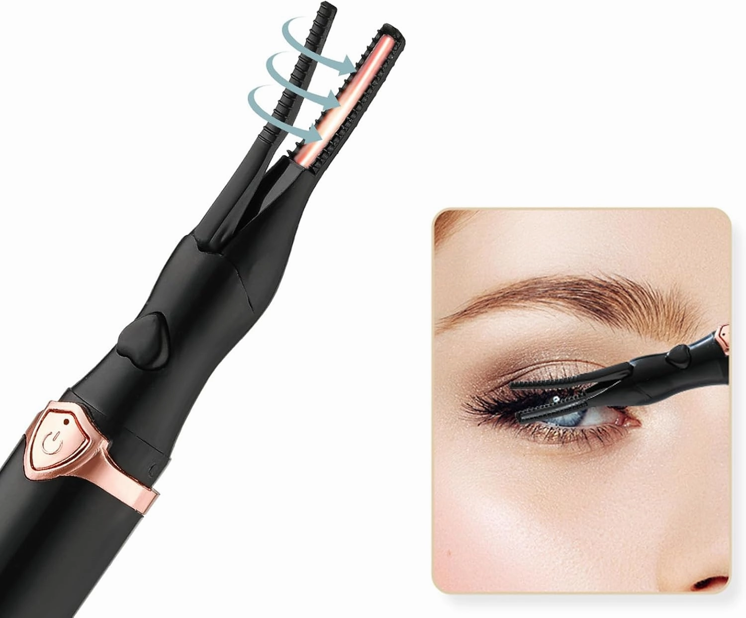 Eyelash Curler, Electric, Mini USB Rechargeable, Portable, Black, White