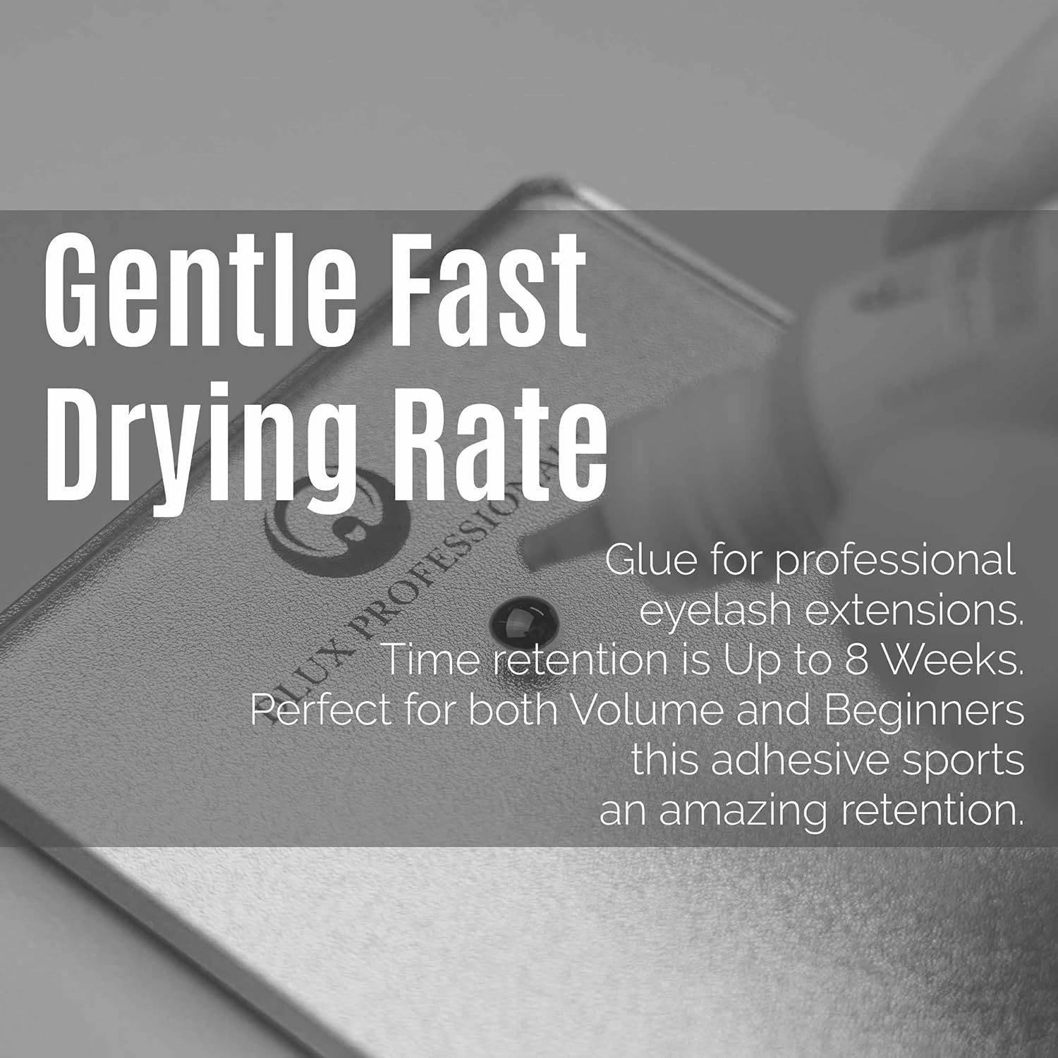 Eyelash Extension Glue for Professionals - 8 Weeks Retention, 1 Sec Drying Time, Latex Free Semi Permanent Individual & Volume Lash Extension Glue