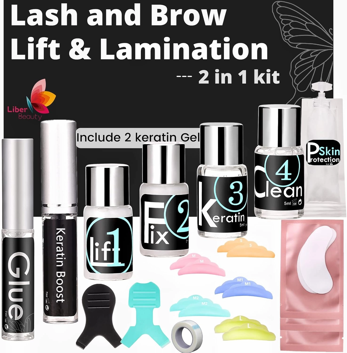 Eyelash Perm Kit Eyebrow Lamination Kit Professional Lash Lift Glue and Brow Lift Keratin Nutrition Long-Lasting 8 Weeks Friendly to Novices Can Use More Than 10 Times at Salon.