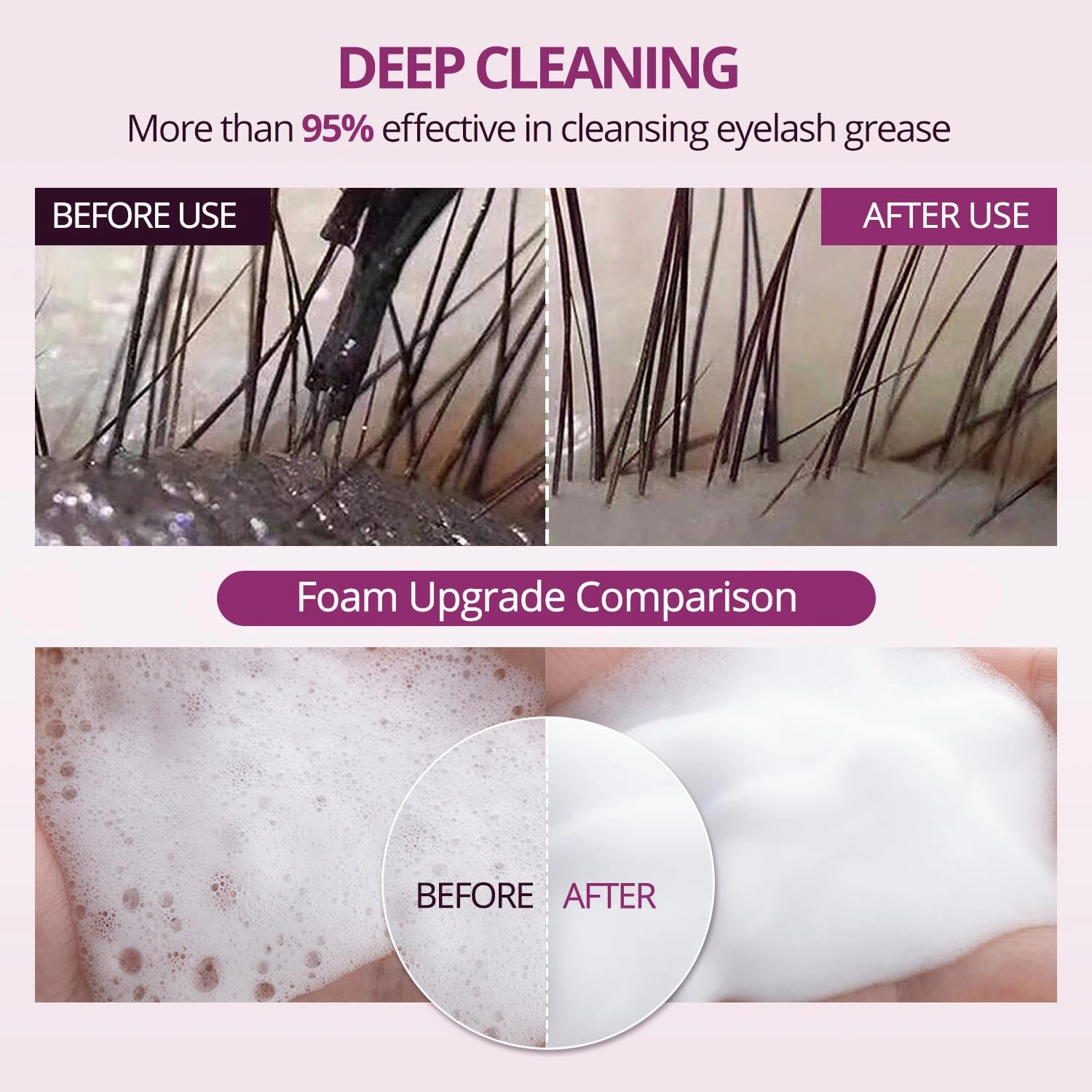 Eyelash Shampoo Concentrate 100ml Lash Cleanser Concentrate Lash Wash Concentrate Upgrade Shampoo for Lashes DIY Eyelash Extensions Shampoo Lilac