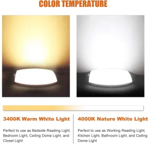 Facon 2Packs 12V LED RV Dome Light with Switch, Length: 9-1/4'', DDS01-608-CW, Large Oval Pancake Interior Lighting Fixture for RV Motorhomes Camper Caravan Trailer Boat