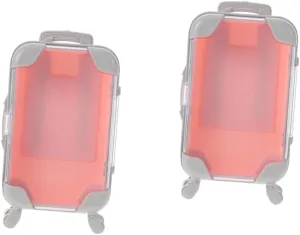 False Eyelashes Storage Box: 2Pieces Plastic False Eyelash Suitcase Mini Luggage Suitcase - Lash Holder Case Lash Tray Organizer Lash Boxes Travel Cosmetic Trolley Case