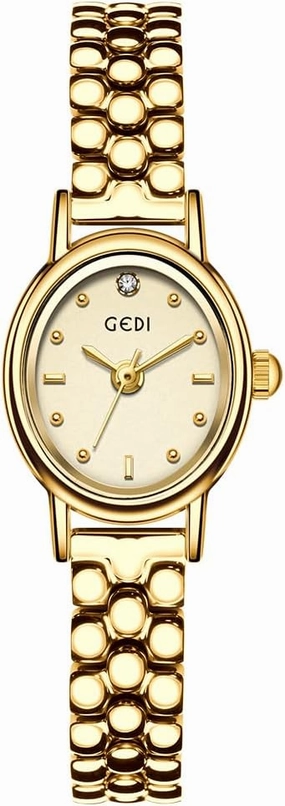 FANMIS Vintage Small Golden Bracelet Women’s Watches Dainty Minimalism Oval Dress Bangle Watch Easy to Read Waterproof Wristwatch,Adjustable Stainless Steel & Expansion Band