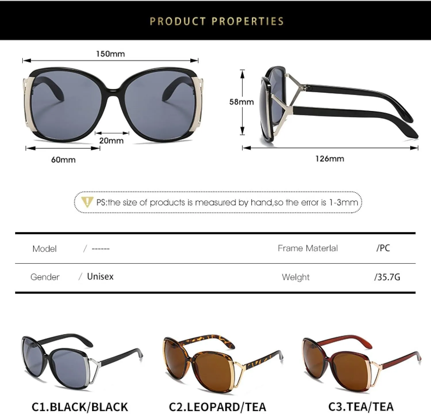 Fashion Large Frame Oval Sunglasses Women Retro Luxury Sun Glasses Male Travel Driving Shades Uv400