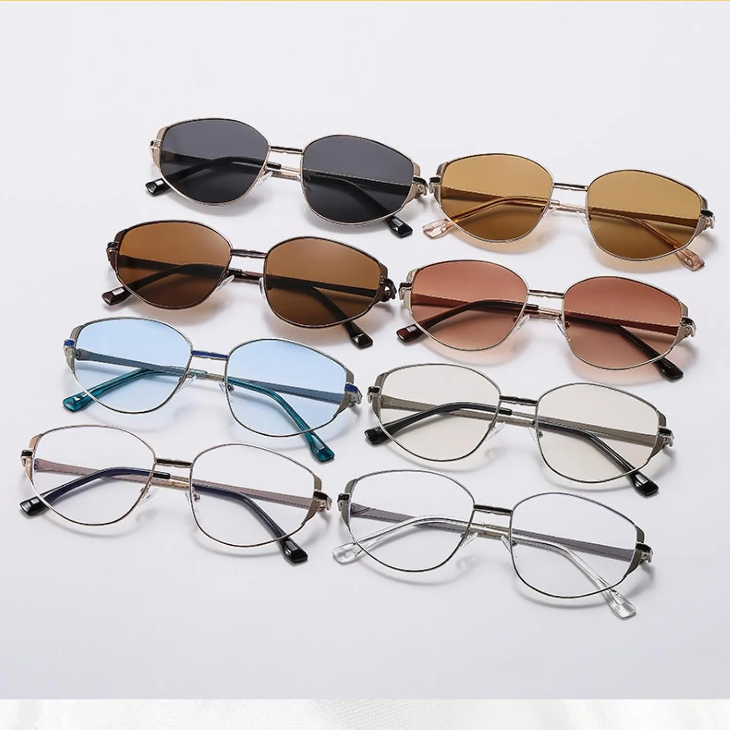Fashion Metal Small Frame Oval Sunglasses Women Trend Luxury Outdoor Sunscreen Sunglasses Uv400
