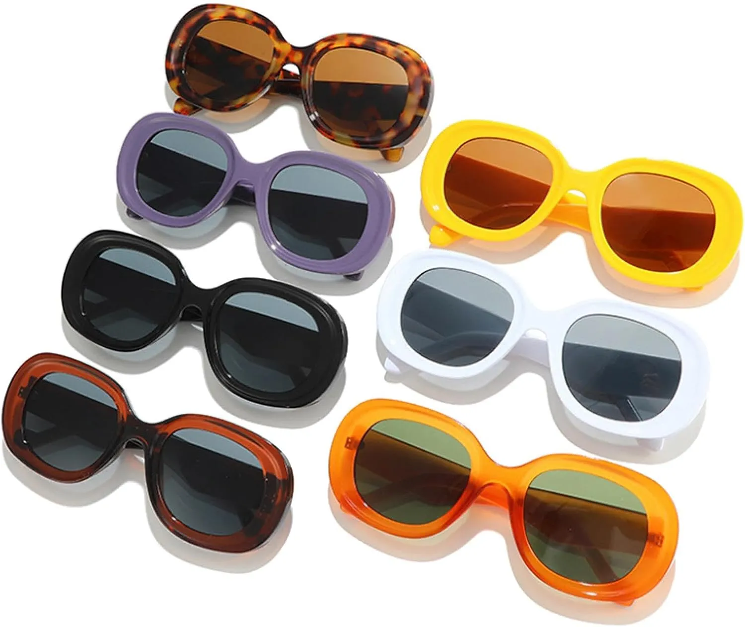Fashion Oversized Oval Sunglasses Women Retro Trending Men Punk Sun Glasses