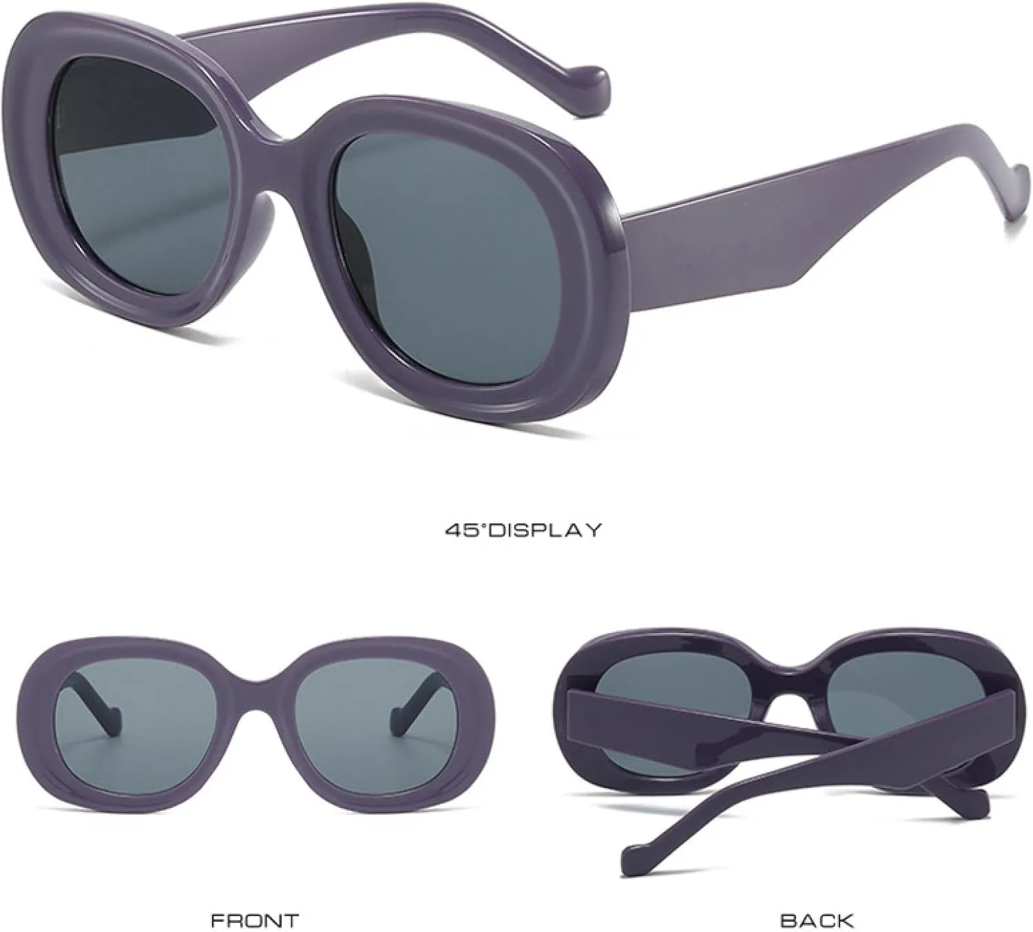 Fashion Oversized Oval Sunglasses Women Retro Trending Men Punk Sun Glasses