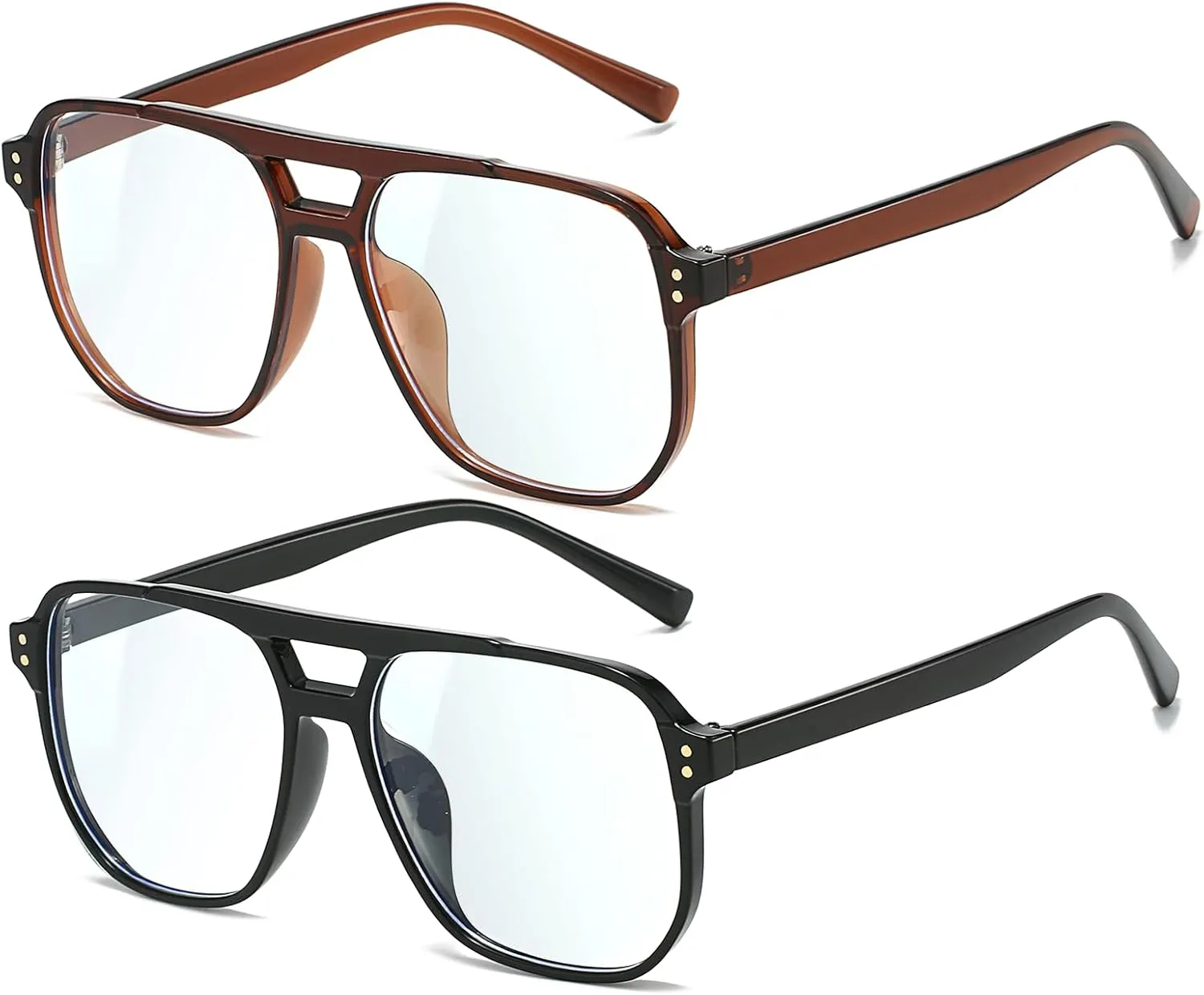 Fashion Square Glasses for Women Men Retro Square Aviator 90s Blue Light Blocking Glasses Computer Eyewear
