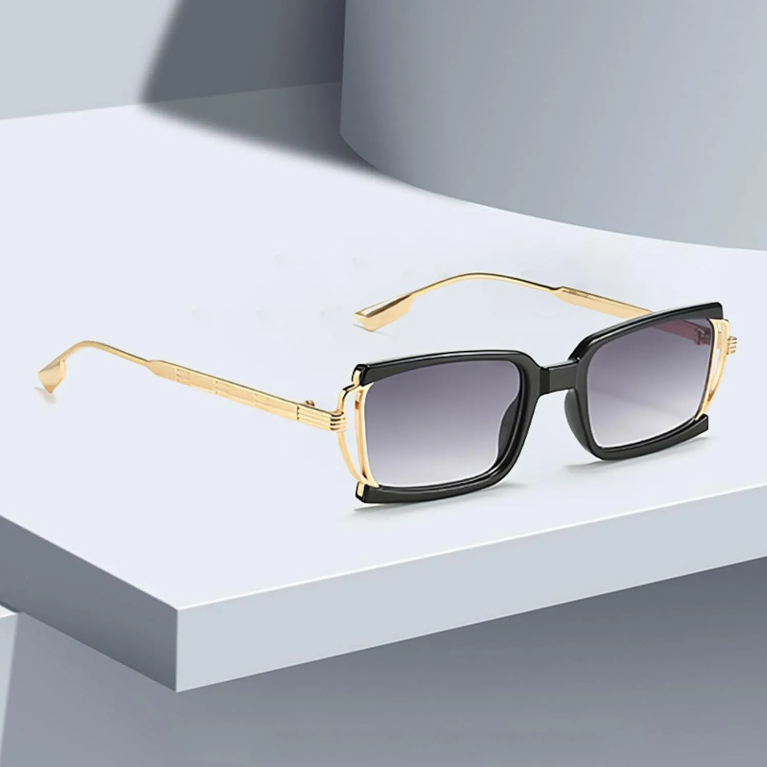 Fashion Sunglasses for Women Box Sunglasses with Small Dots on the Glass Legs and Metal Uv400
