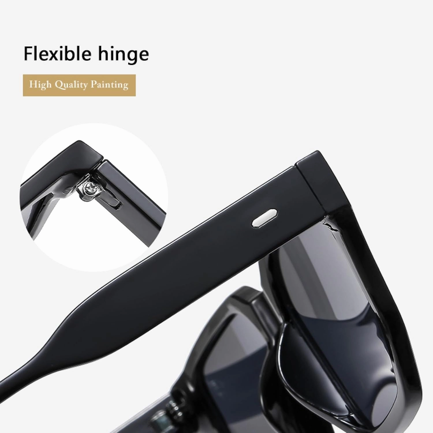 Fashion Trendy Large Frame Sunglasses Retro Eyeglasses Wide Edge Lens Leg