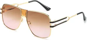 Fashionable High-end Oval Shaped Sunglasses for Women with Unique Golden Frame Delicate