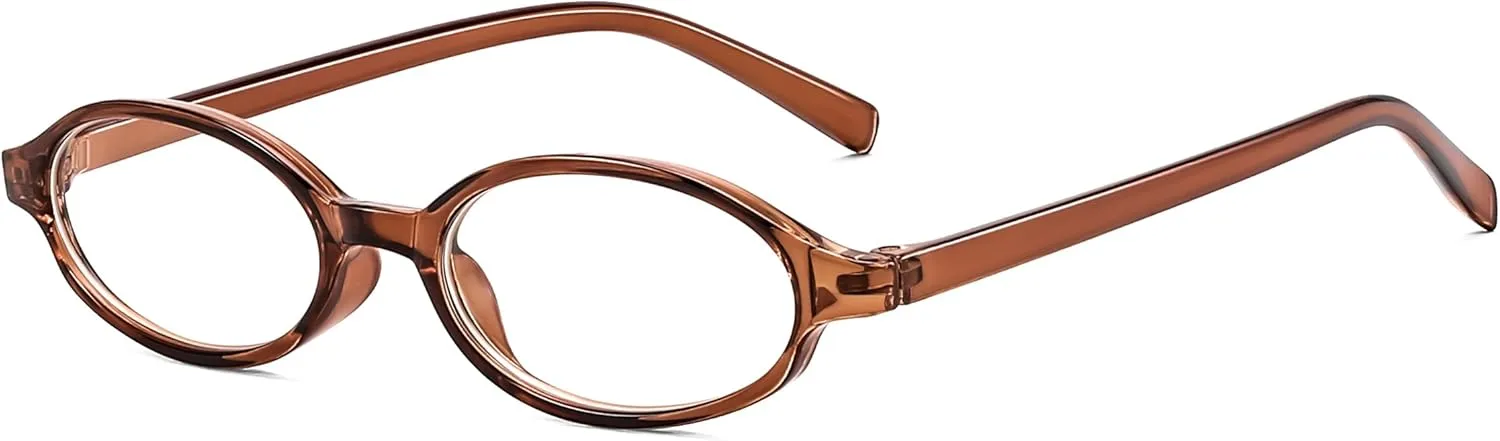 FEISEDY Y2K Retro Oval Blue Light Glasses for Women Fashion Small Face Eyewear Frame 90s Nerd Fake Cosplay Eyeglasses B0258