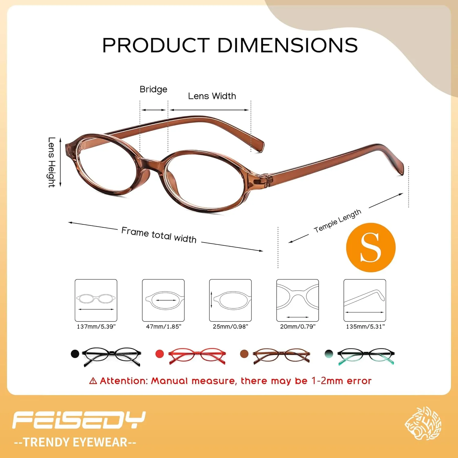 FEISEDY Y2K Retro Oval Blue Light Glasses for Women Fashion Small Face Eyewear Frame 90s Nerd Fake Cosplay Eyeglasses B0258