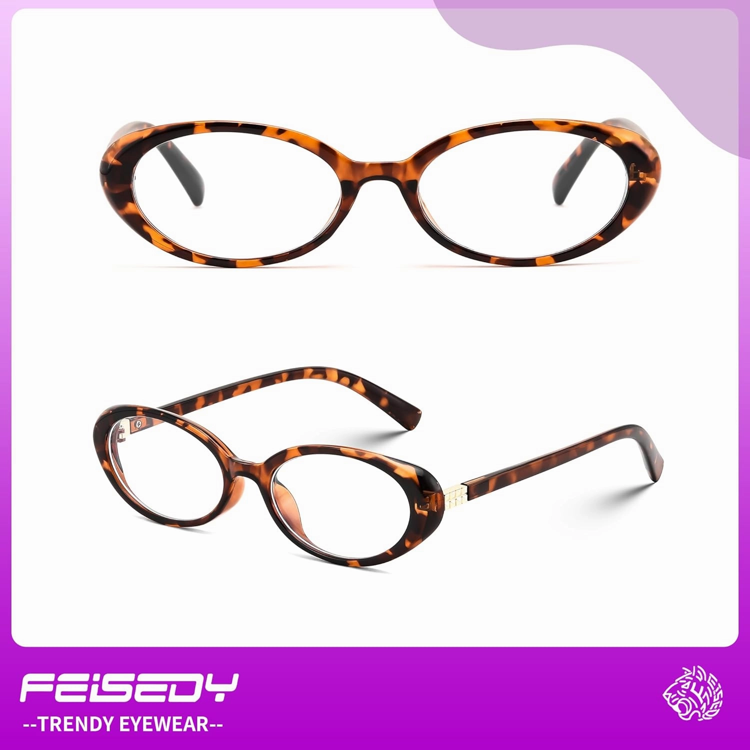 FEISEDY Oval Blue Light Glasses for Woman Vintage Small Face Lightweight Eyeglasses Retro Nerd Y2K Frame B0290