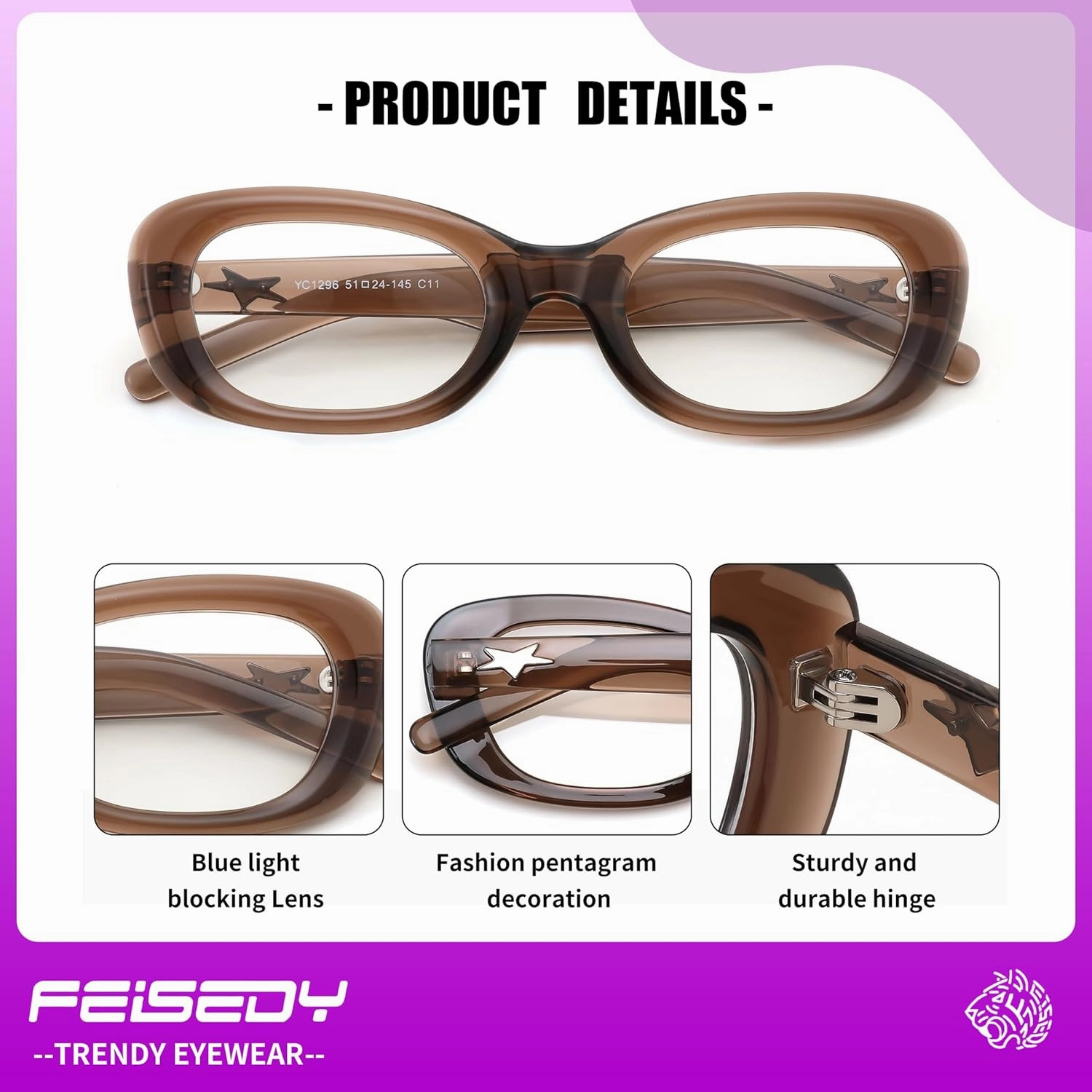 FEISEDY Retro Oval Blue Light Blocking Glasses for Women Nerd Fake Glasses Y2k Small Eyewear Frame B0229