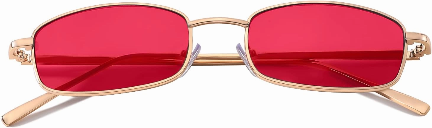 FEISEDY Vintage Small Rectangle Sunglasses Women Men Retro Trendy Square Metal Frame Sun Glasses B2295