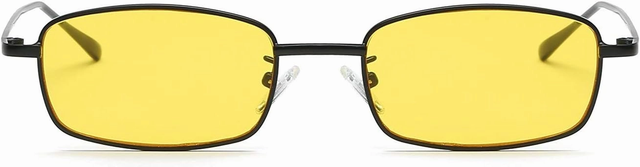 FEISEDY Vintage Small Rectangle Sunglasses Women Men Retro Trendy Square Metal Frame Sun Glasses B2295