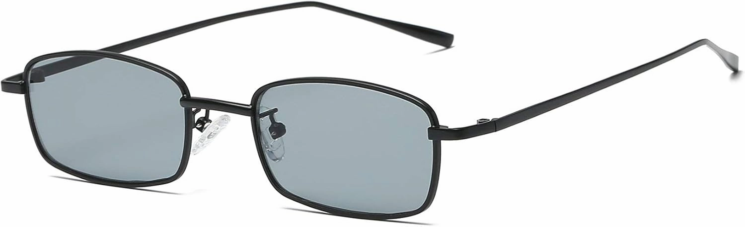 FEISEDY Vintage Small Rectangle Sunglasses Women Men Retro Trendy Square Metal Frame Sun Glasses B2295