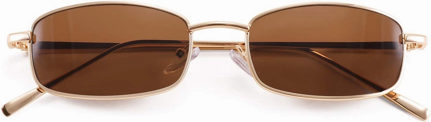 FEISEDY Vintage Small Rectangle Sunglasses Women Men Retro Trendy Square Metal Frame Sun Glasses B2295