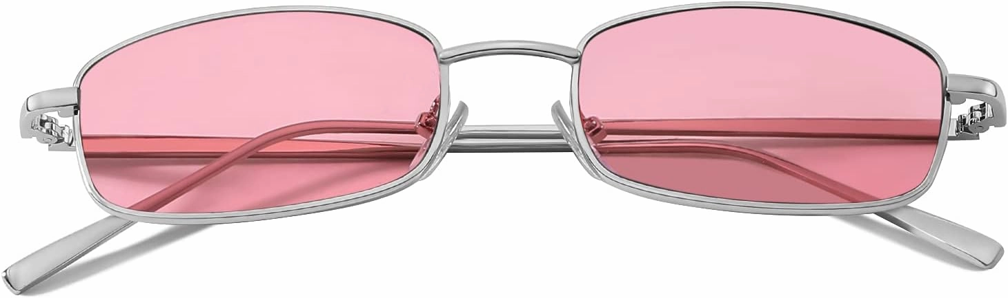 FEISEDY Vintage Small Rectangle Sunglasses Women Men Retro Trendy Square Metal Frame Sun Glasses B2295
