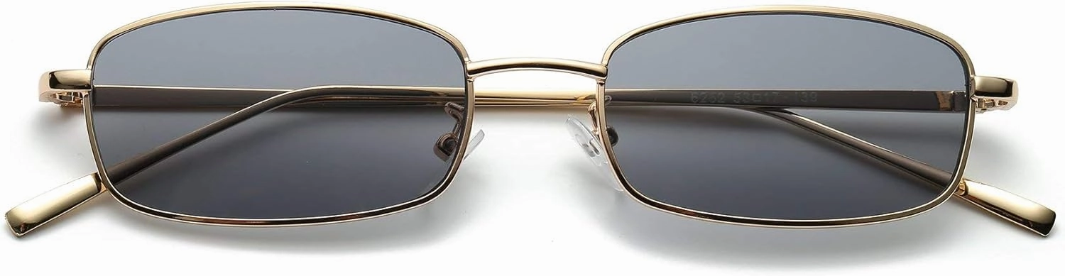 FEISEDY Vintage Small Rectangle Sunglasses Women Men Retro Trendy Square Metal Frame Sun Glasses B2295