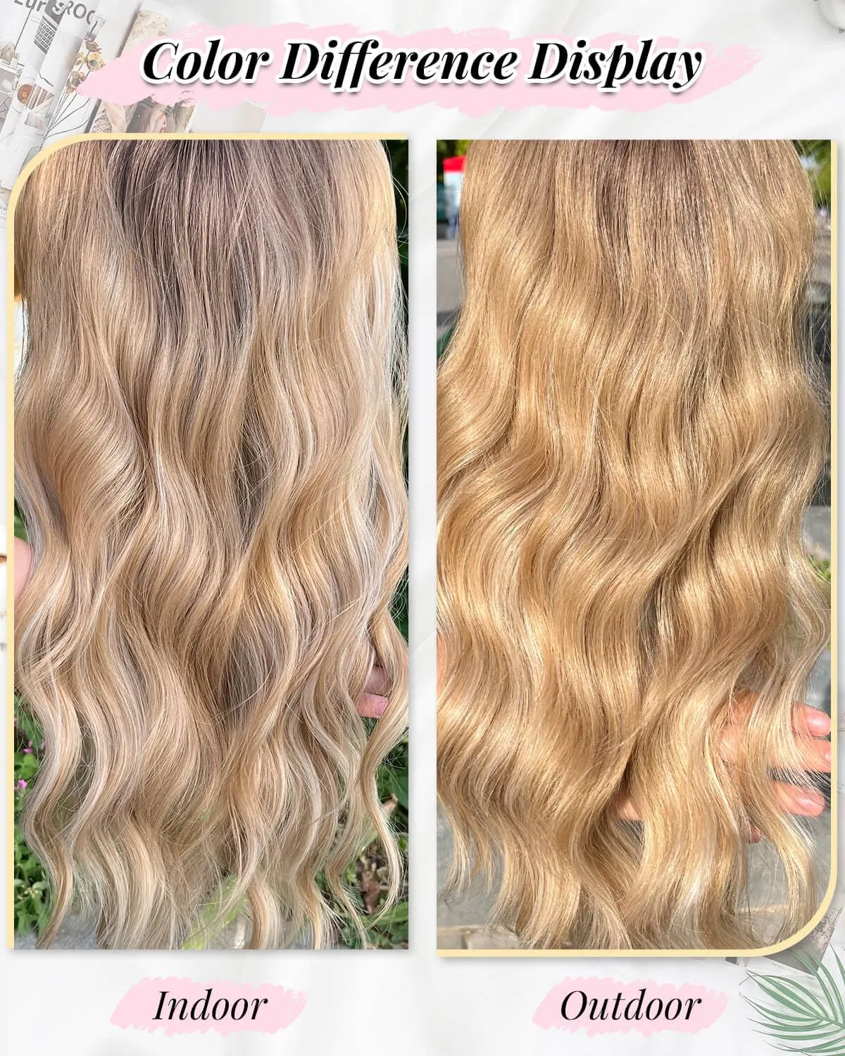 Fine Plus 20inch Hair Topper 7"X7" Hair Toppers for Women Synthetic Wavy Toppers Hair Pieces for Women Large Base Wiglets Ladies Clip in Hair Topper-Champagne Blonde with Dark Root